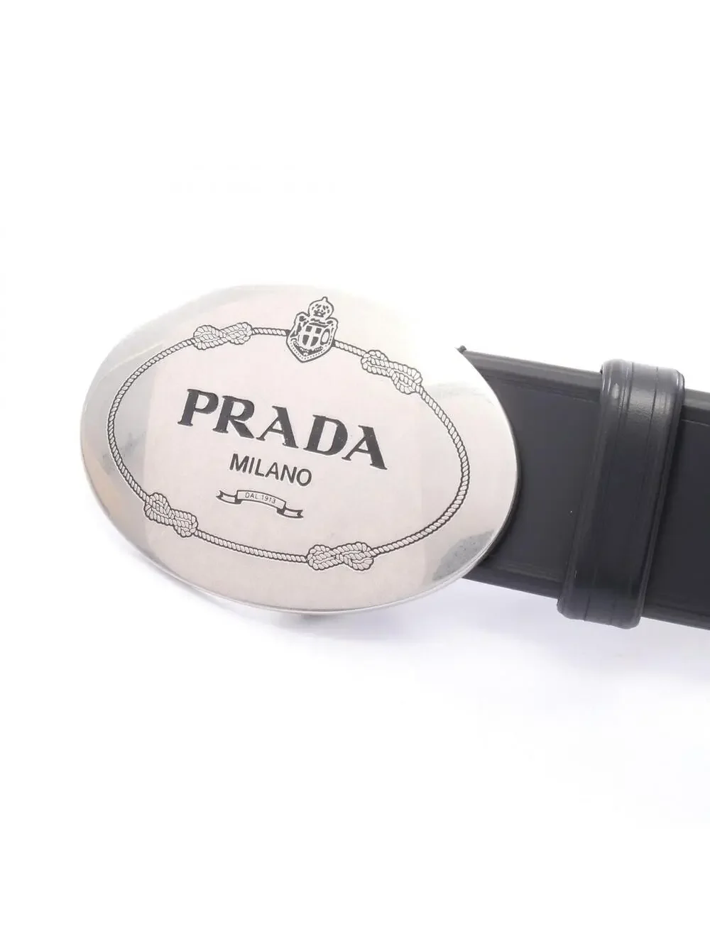 Prada Logo Belt Leather Black Used Mens #282172P37B